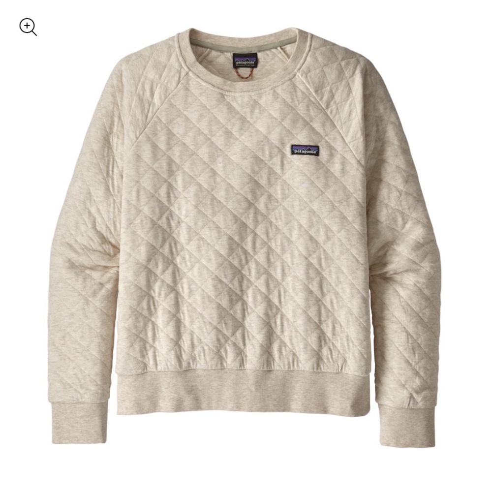 Patagonia Women's Organic Cotton Quilt Crew Off-White Quilted Sweatshirt Large